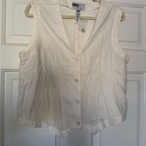 Beach Riot Cream Sleeveless Linen Blend Button-Front Top